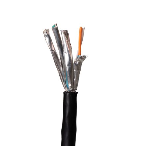DC-CBL-C6ASF-PE DATACOM CAT6A SFTP 10G 4PAIR 23AWG CABLE UV STABILIZED OUTDOOR RATED -PE 305 MBOX BLACK 1